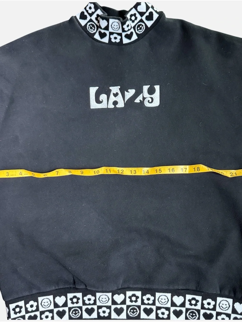 Lazy Oaf Black Sweatshirt Hearts Monochrome Mockneck y2k Women’s Small Medium